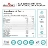 SwissLife Forever Hair Gummies with Biotin, DHT Blocker, Zinc & Probiotics | Supports Hair Growth, Scalp Health & Helps Reduce Hair Fall | For Men & Women | Vitamin-Enriched Gummies | 60 Gummies