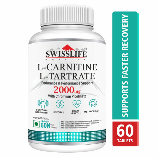 SwissLife Forever L-Carnitine Tartrate 2000mg | May promote cardiovascular health | Health Endurance & Performance Support | 60 Tablets