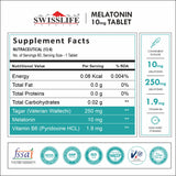 SwissLife Forever Melatonin 10mg + Tablets with Tagar & Vitamin B6 | Supports Sleep Cycle & Nerve Health | For Men & Women | Non-Habit Forming & Vegan | 60 Tablets