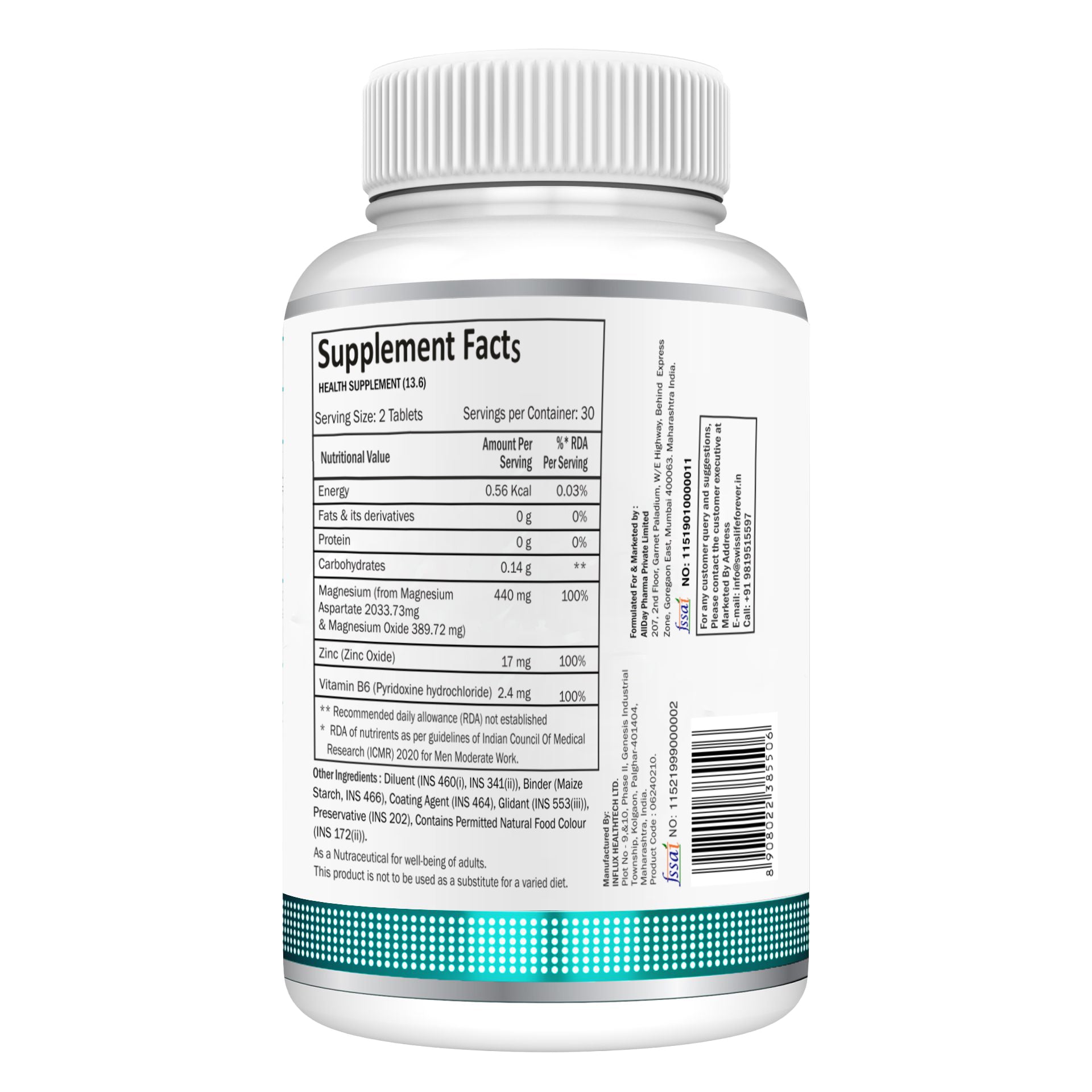 SwissLife Forever ZMA & Zinc Supplement | Magnesium, Zinc & Vitamin B6 Formula for Muscle Recovery, Strength, Sleep Quality & Immunity Support for Men & Women | 60 Tablets