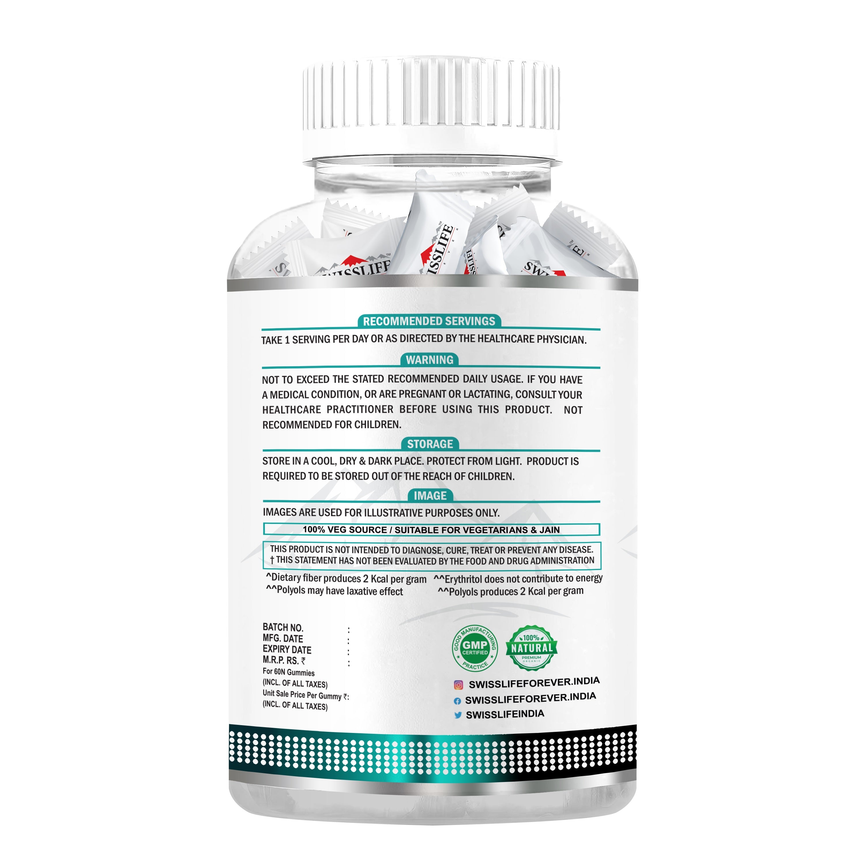 SwissLife Forever Hair Gummies with Biotin, DHT Blocker, Zinc & Probiotics | Supports Hair Growth, Scalp Health & Helps Reduce Hair Fall | For Men & Women | Vitamin-Enriched Gummies | 60 Gummies