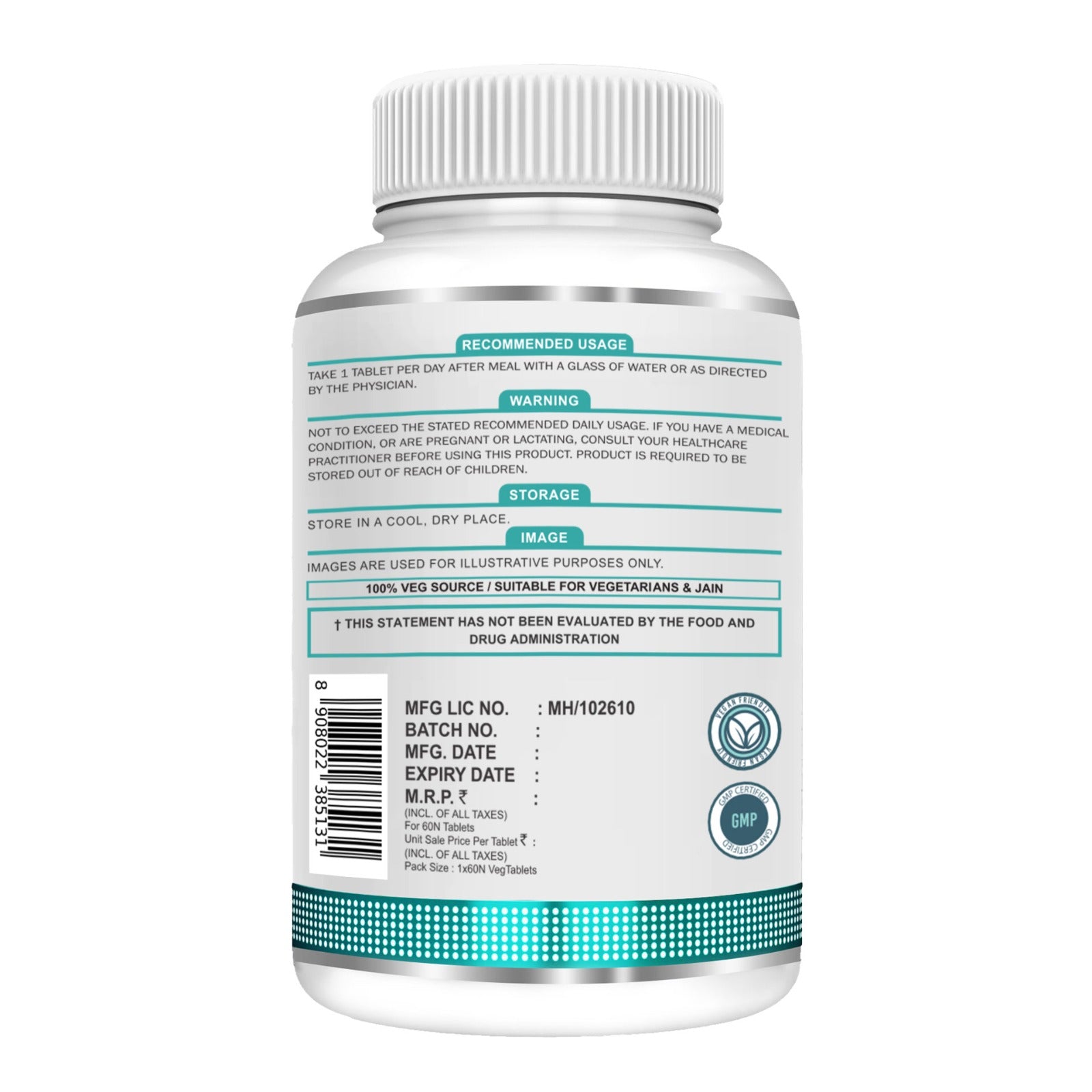 SwissLife Forever Biotin 10,000 mcg with Sesbania-Agasthi Extract – 60 Vegetarian Tablets