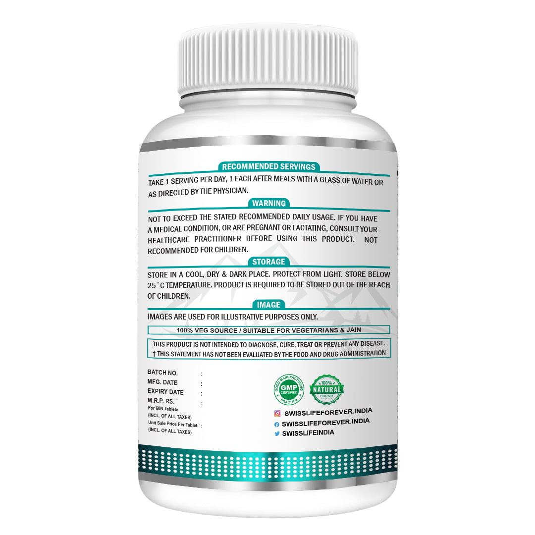 SwissLife Forever Melatonin 10mg + Tablets with Tagar & Vitamin B6 | Supports Sleep Cycle & Nerve Health | For Men & Women | Non-Habit Forming & Vegan | 60 Tablets
