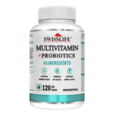 SwissLife Forever Multivitamin with Probiotics | 45 Ingredients with Vitamins A, B Complex, C, D, E, Zinc, Biotin, Minerals & Giloy | For Men & Women | (60 & 120 Tablets)