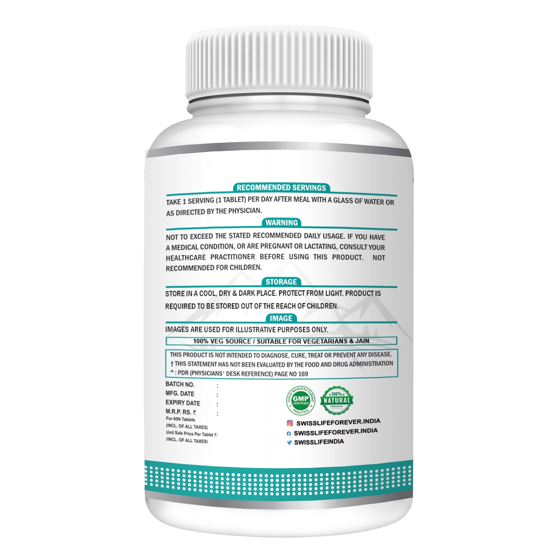 SwissLife Forever Nerve Care Tablets | With Curcumate™ 95 (Curcumin), Coenzyme Q10 & Alpha Lipoic Acid | Supports Nerve Health, Bone Strength, Eye & Skin Wellness | For Men & Women | 60 Tablets
