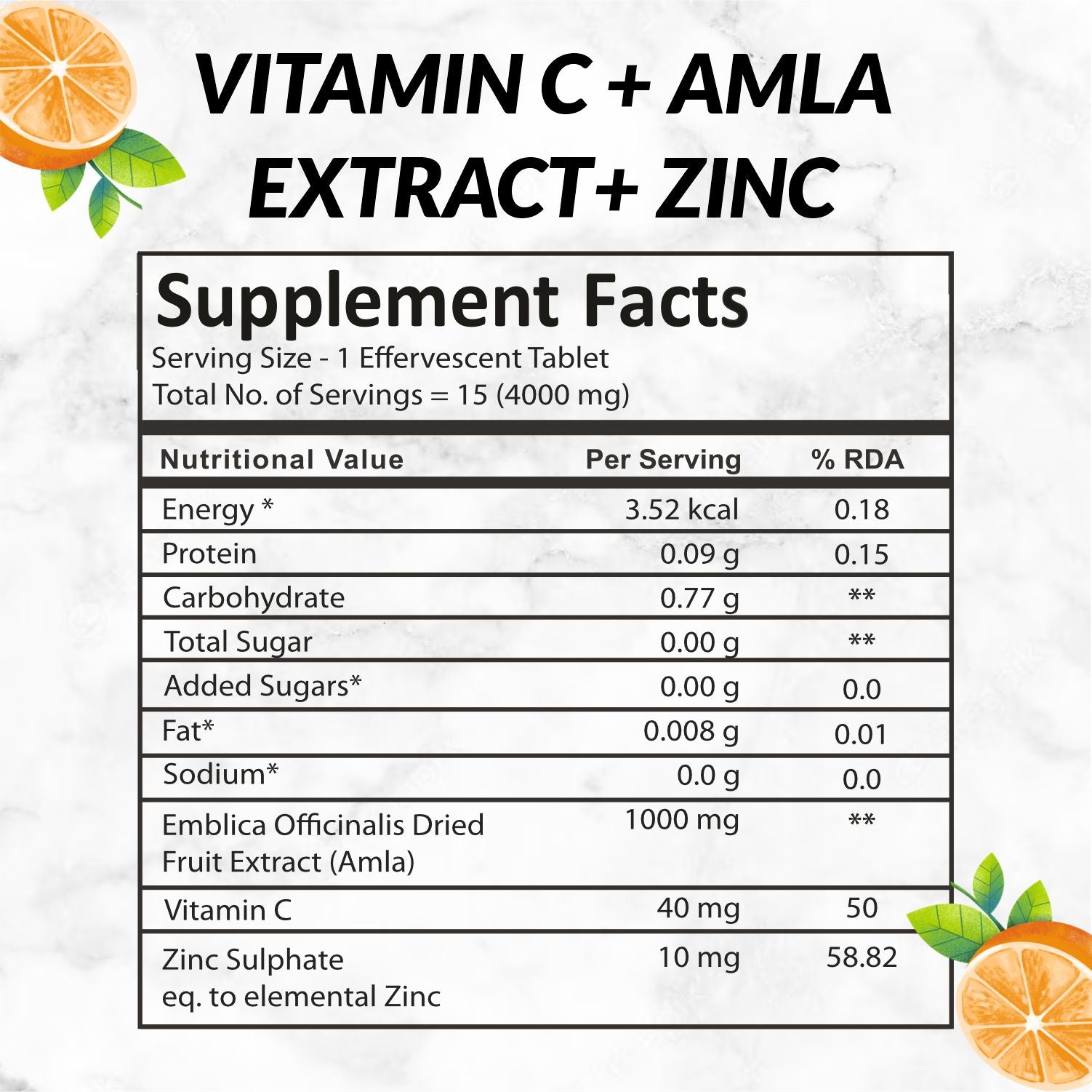 SwissLife Forever Vitamin C Amla Extract + Zinc with Immunity & Acne-free Skin - 15 Effervescent Tablets for Men & Women