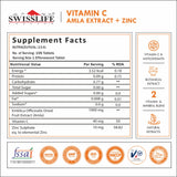 SwissLife Forever Vitamin C Amla Extract + Zinc with Immunity & Acne-free Skin - 15 Effervescent Tablets for Men & Women
