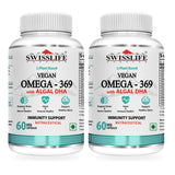 SwissLife Forever Plant Based Vegan Omega 369 with Algal DHA | Support Brain, Nerve, Heart & Immune Health | Healthy Skin for Men & Women (60 Capsules, Pack of 2)