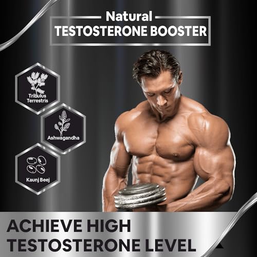 Testosterone Supplement for Men | Tribulus 1000mg, Ashwagandha, L-Citrulline & Kaunch Beej | Plant-based | Improves Muscle Strength, Boosts Stamina, Energy & Performance Support | Veg Tablet