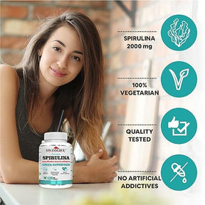 Spirulina 2000mg 60 Veg Capsules |Superfood